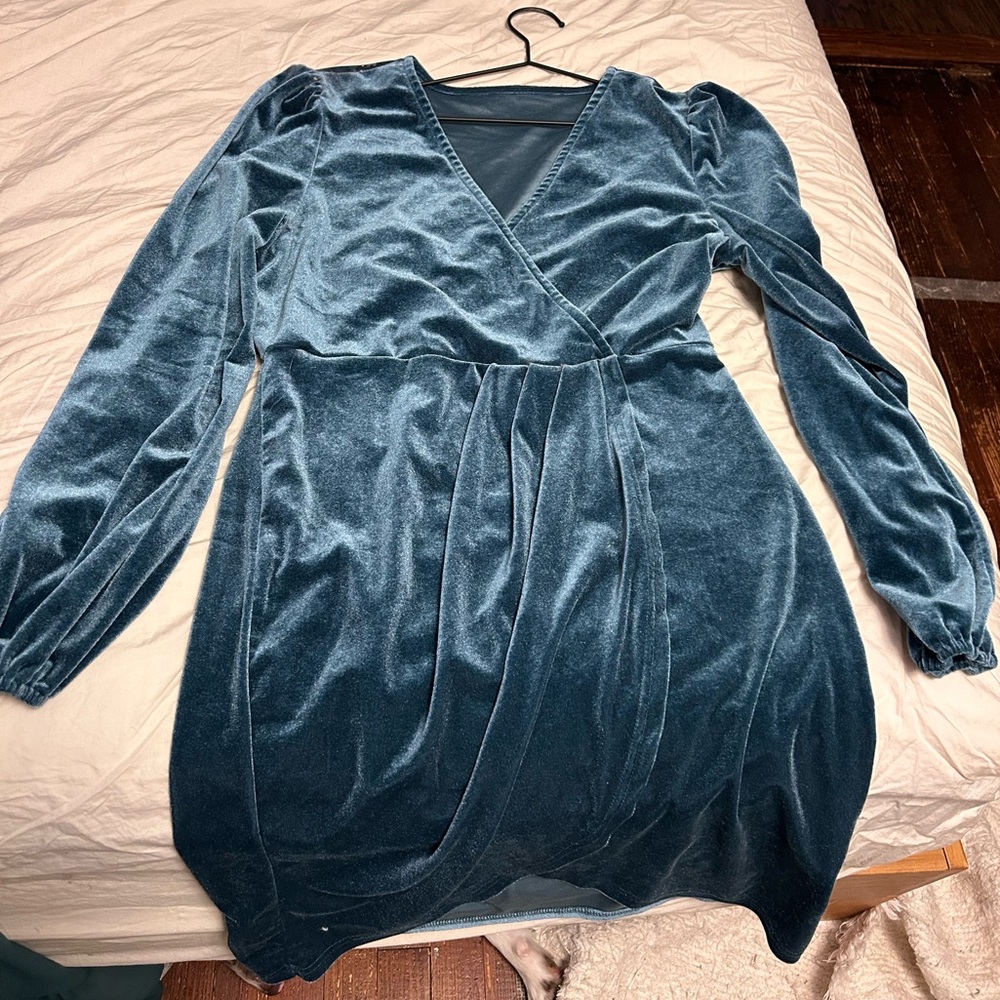 Velvet Wrap Mini Dress